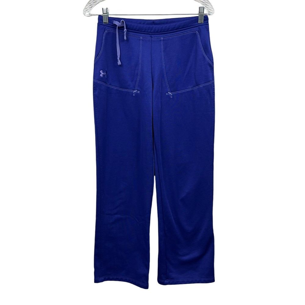Under Armour Girls Sweatpants Loose Drawstring Side Pockets Purple Youth Sz YXL*